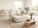 Meiya - Corner Sofa Bed with Storage - Fabric - Beige