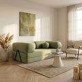 Nebula - Sofá Cama - 3 Plazas - Terciopelo Texturizado - Verde Salvia