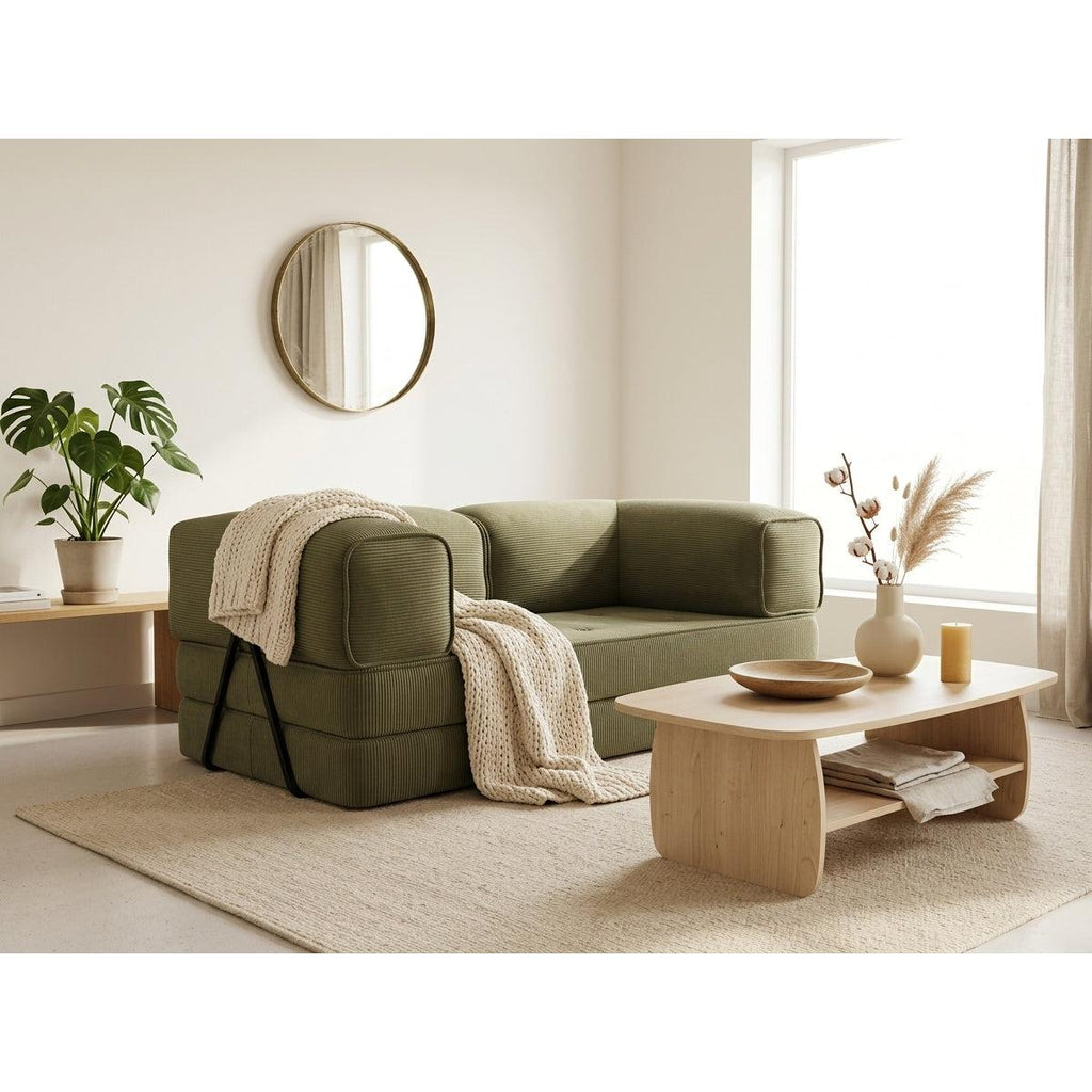 Poppy - 3-Seater Sofa Bed - Corduroy - Green