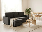 Meiya - Divano Angolare Letto Con Contenitore - Tessuto - Grigio Scuro