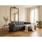 Mini Ray - Canapé D'Angle - 4 Places - Tissu Texturé - Gris Anthracite