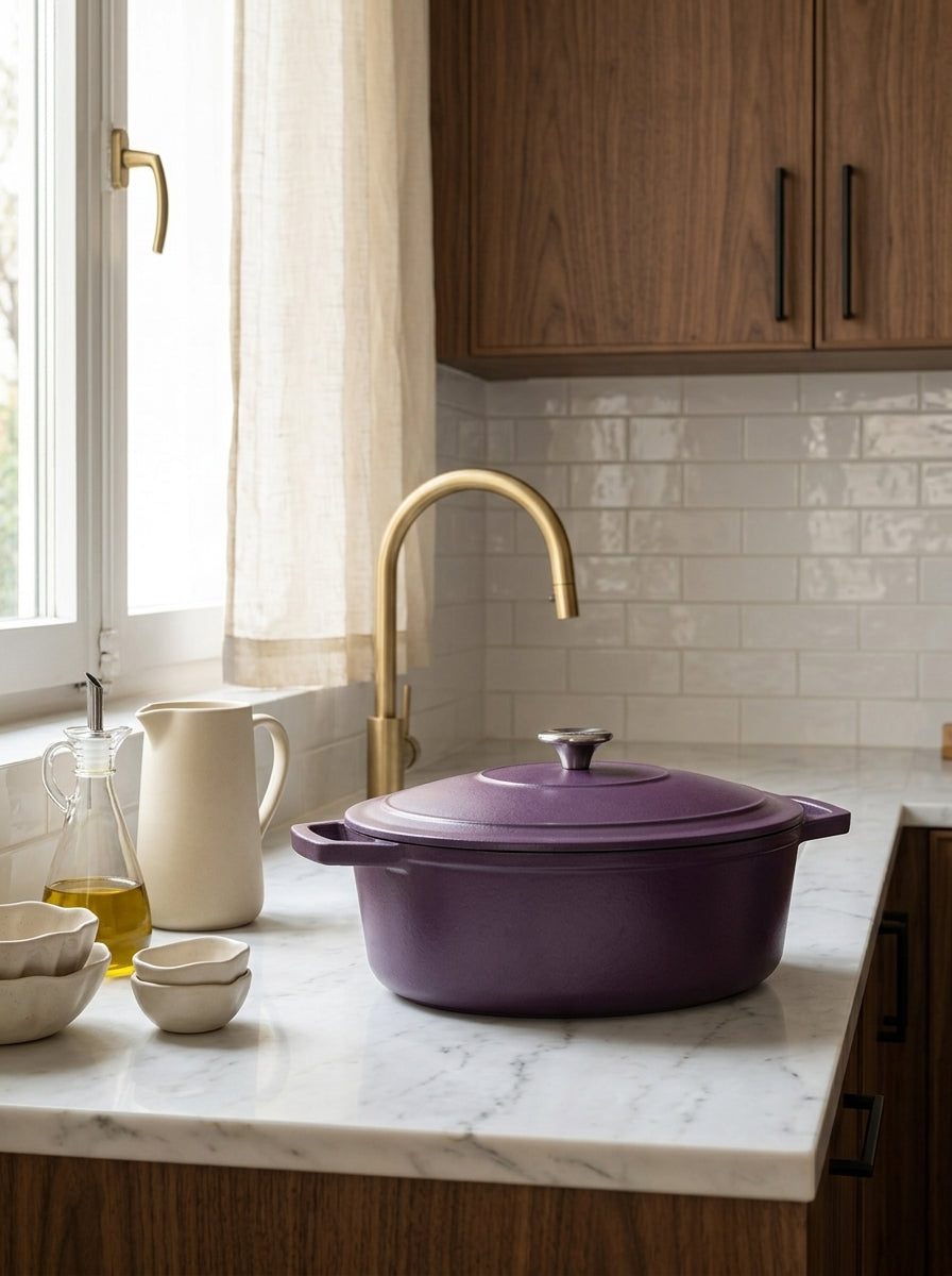 Oval Casserole Dish with Lid - Aubergine