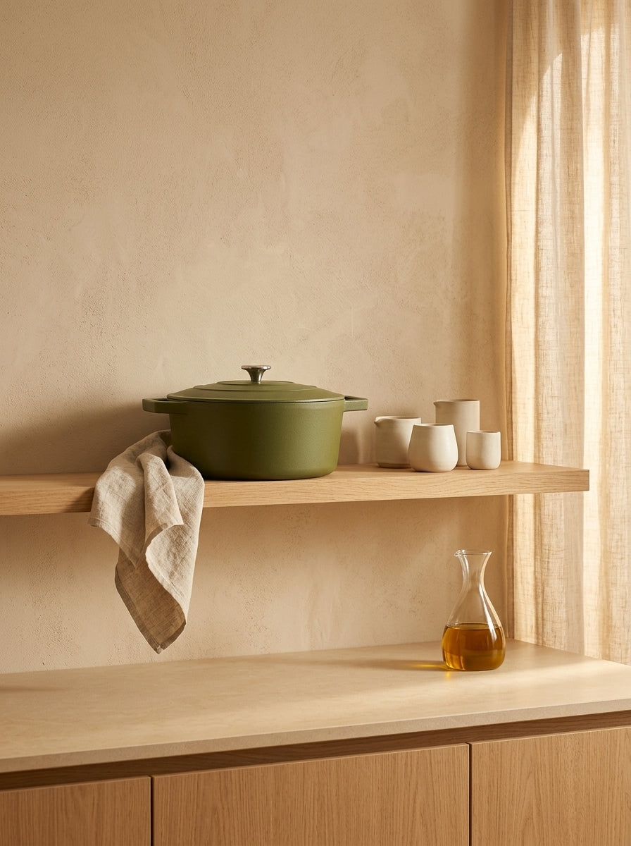 Round Casserole Dish with Lid - Green