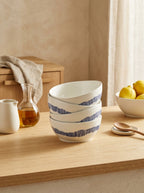 Feast - 4 Bols S - Blanc Stripes Bleu - Ottolenghi