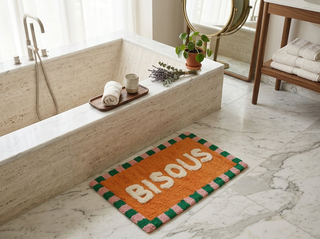Tapis De Bain "Bisous" Orange
