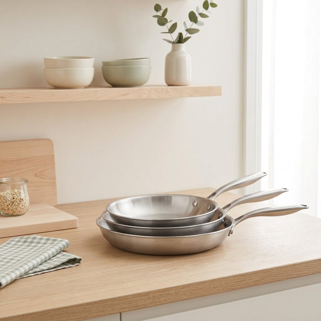 Trinox - Set Di 3 Padelle - Acciaio Inossidabile a Triplo Strato