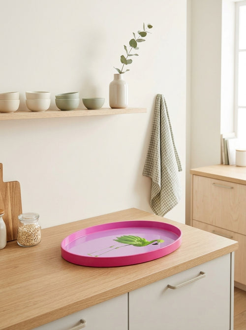 Mykonos - Plateau Oval Vide-poche Flamant Rose - PVC