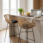 Nunuhai - Set Of 2 Bar Stools - Rattan - Natural - Seat Height 76cm