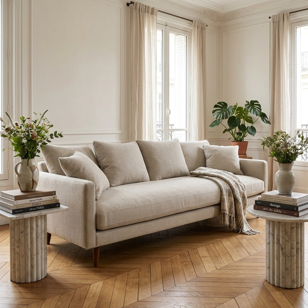 Villabon - 4-Seater Sofa Bed - Fabric - Natural Mottled