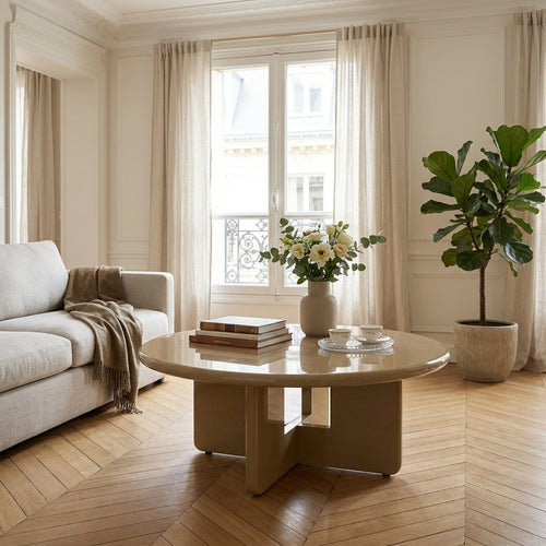 Paloma - Table Basse Ronde - Bois Laqué - Marron