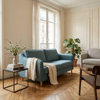Vornay - 2-Seater Express Sofa Bed - Fabric - Petrol Blue