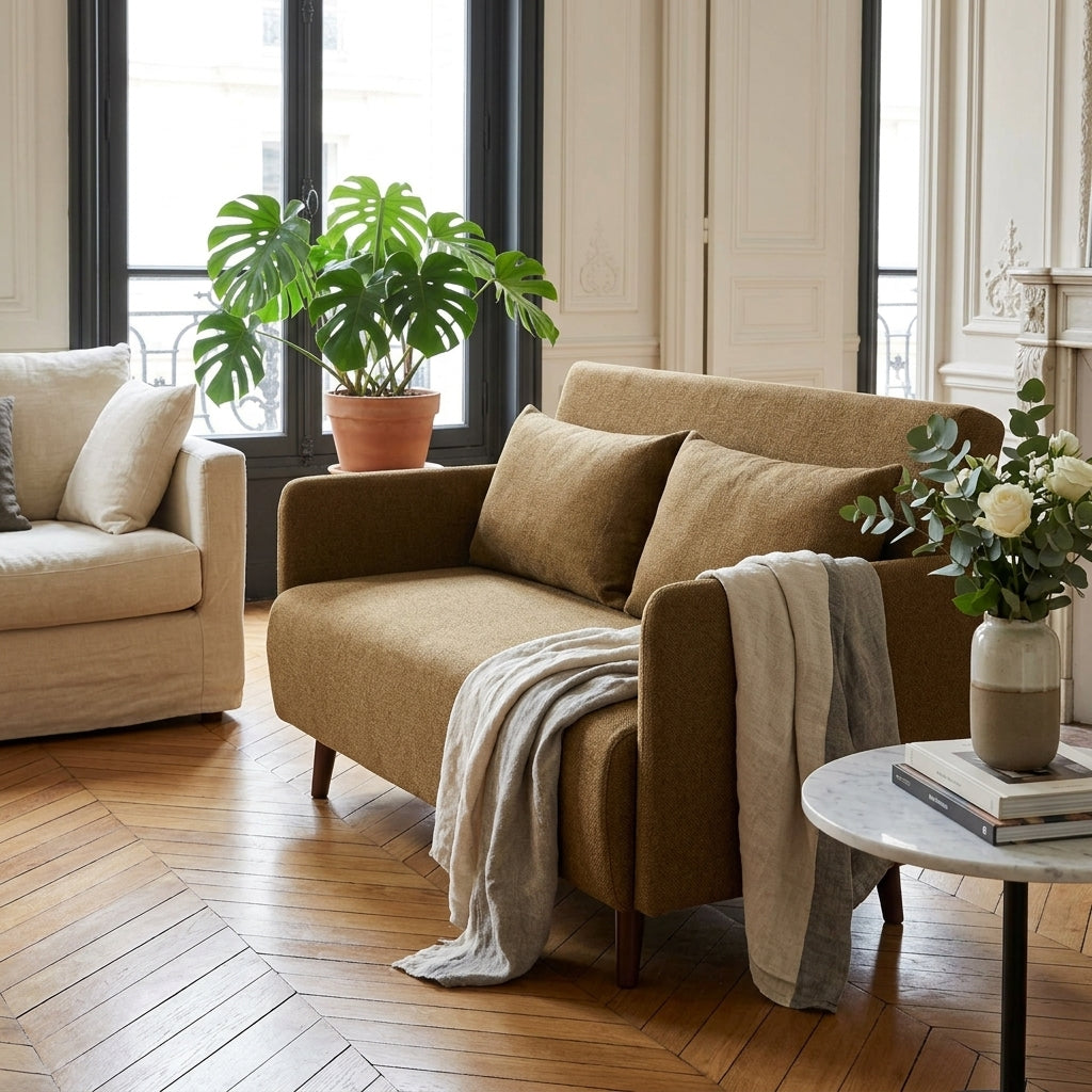 Belushi - Canapé Convertible 2 Places - Tissu - Bronze