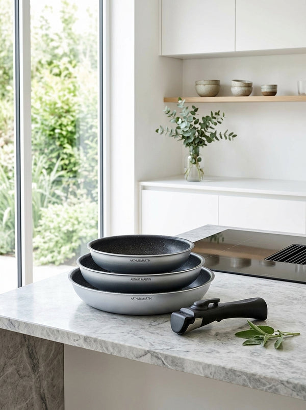 Set of 3 Frying Pans 20/24/28cm - Aluminum - Non-Stick - Silver