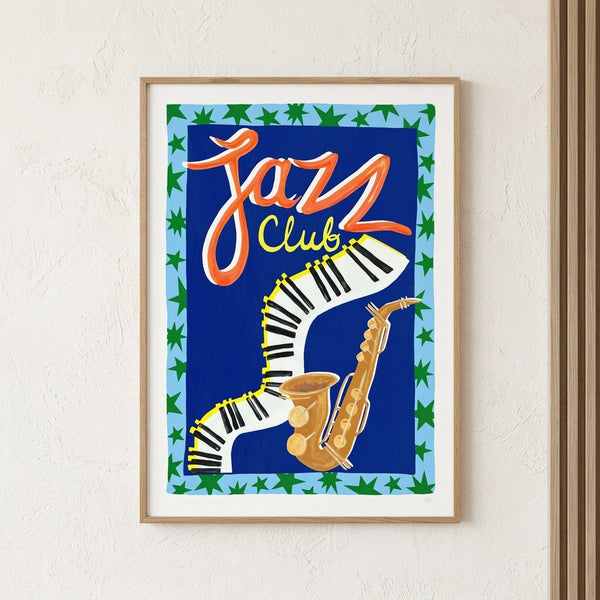 Violets Print House - Jazz Club Blue And Orange Music Print