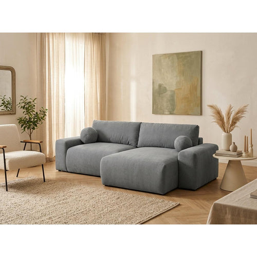 Constance - Canapé D'Angle Réversible - Avec Coffre - 4 Places - Tissu - Gris