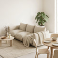 Jeanne - Canapé Modulable 3 Places - Velours Texturé - Beige