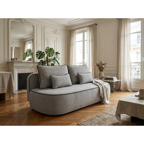 Laurine - Canapé Droit - Avec Coffre - 3 Places - Velours - Gris