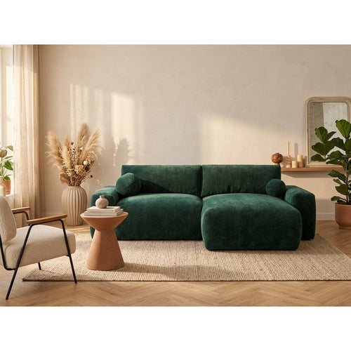 Constance - Canapé D'Angle Réversible - Avec Coffre - 4 Places - Velours - Vert