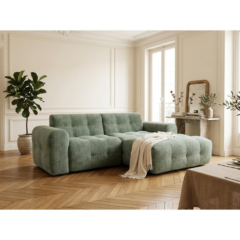 Diane - Corner Sofa - 4 Seater - Textured Velvet - Sage Green