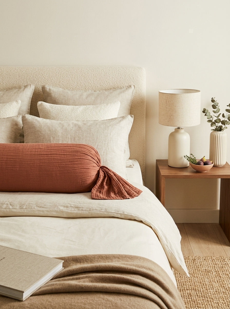 Taie De Traversin Gaze De Coton - Uni Terracotta 02