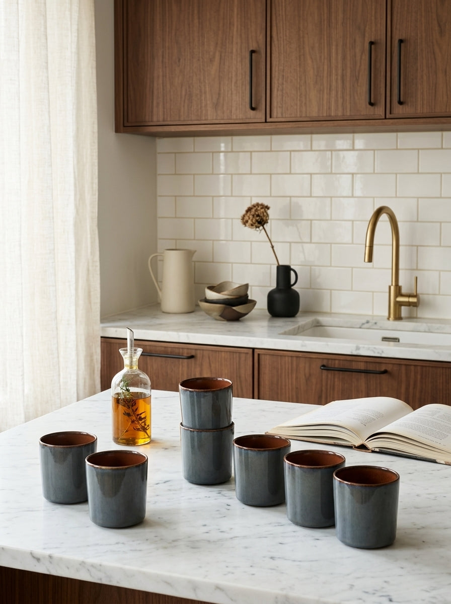 Terres De Rêves - 8 Mugs M - Smoky Blue/Rust - Anita Le Grelle