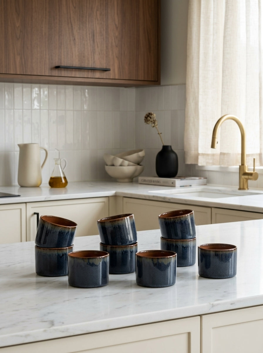 Terres De Rêves - 8 Mugs S - Dark Blue/Rust - Anita Le Grelle