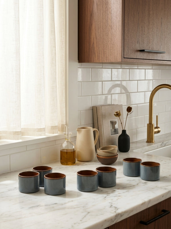 Terres De Rêves - 8 Mugs S - Smoky Blue/Rust - Anita Le Grelle