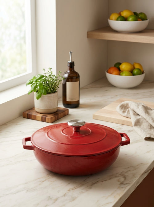 Sauteuse En Fonte D'Acier Ronde - Rouge
