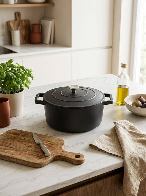 Cocotte Ronde En Fonte - Noir