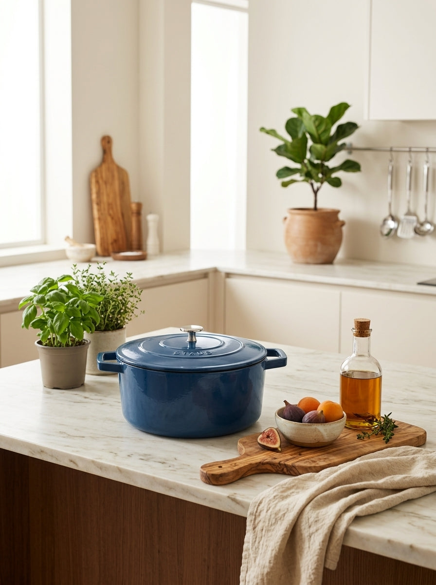 BRANDT - Cocotte En Fonte D'Acier Ronde - Bleu