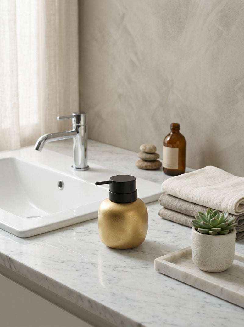 Fain - Distributeur De Savon - Porcelaine - Or