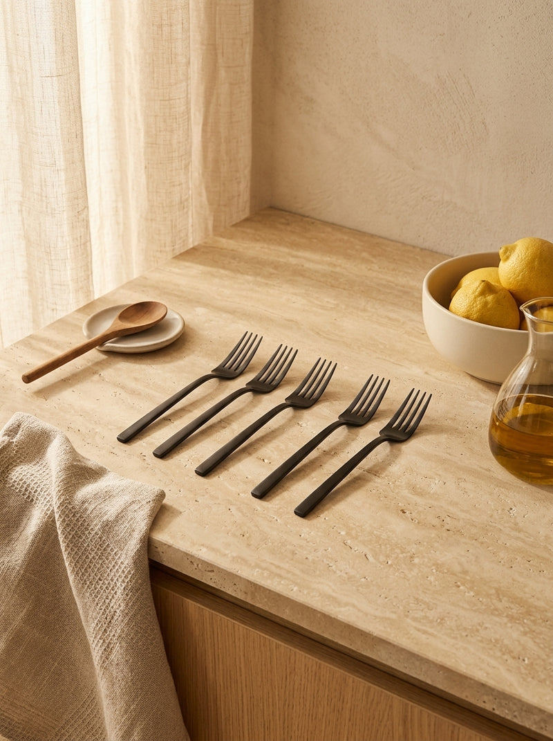Terno - Set De 6 Fourchettes De Table - Inox - Noir