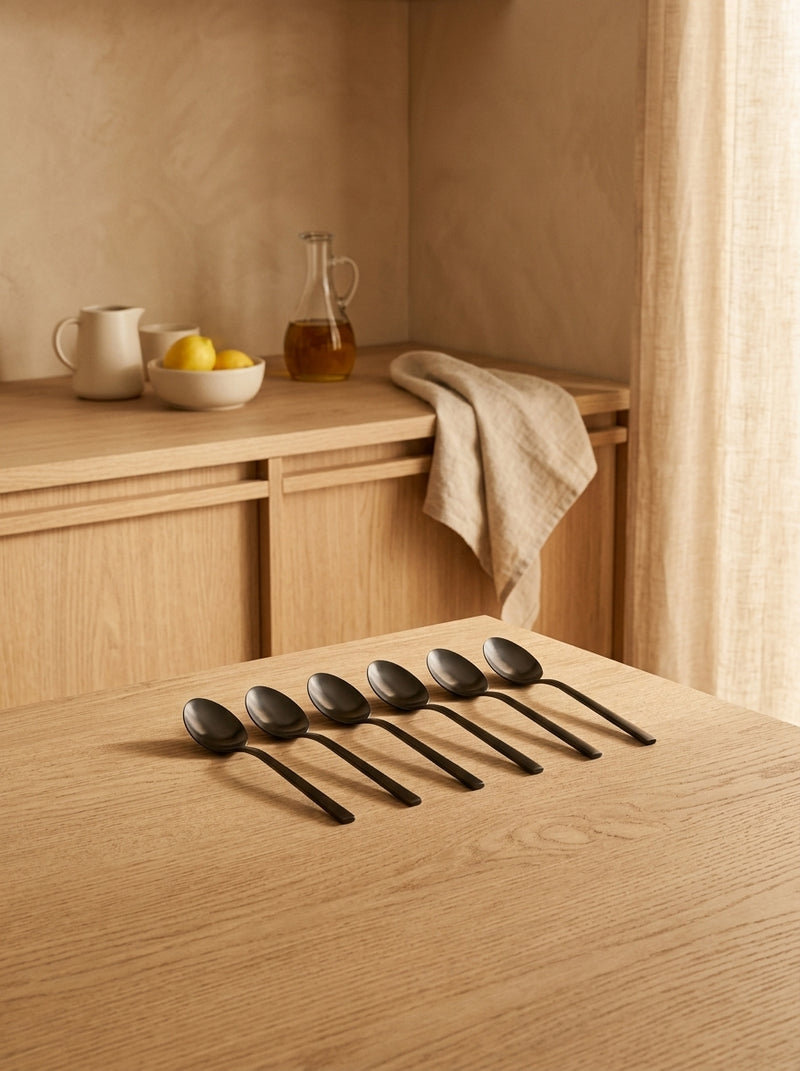 Terno - Set De 6 Cuillères À Moka - Inox - Noir
