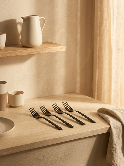 Terno - Set De 6 Fourchettes À Dessert - Inox - Noir