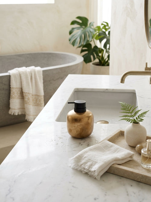 Fain - Distributeur De Savon - Porcelaine - Or