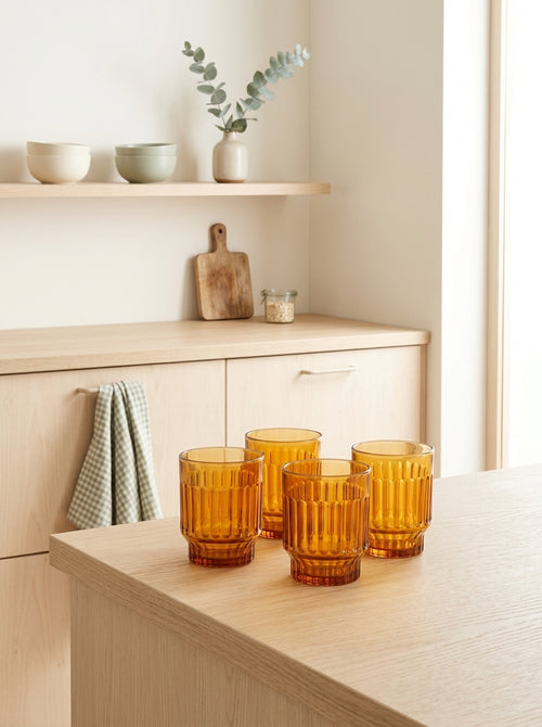 Tone - Set De 4 Verres - Verre - Ambre