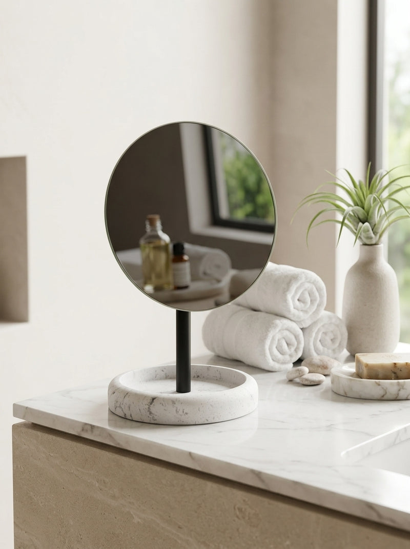Suds - Mirroir Avec Support Marble - Polyrésine - Blanc