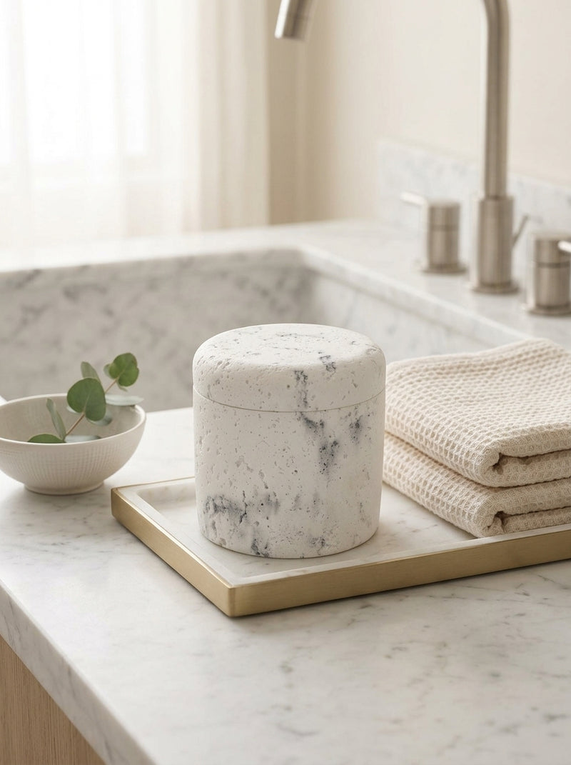 Suds - Pot De Stockage Marble - Polyrésine - Blanc