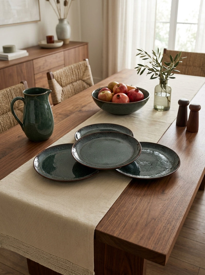 Mielo - Set De 4 Assiettes Plates - Grès - Bleu/Vert