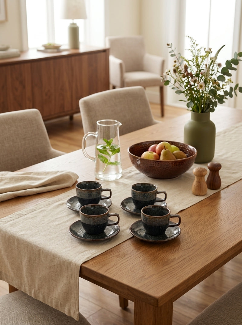 Mielo - Set De 4 Tasses À Moka - Grès - Bleu/Vert