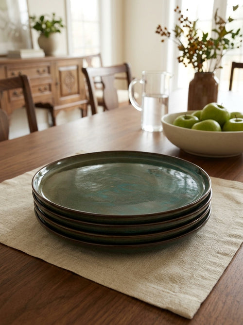 Studio Urban - Set De 4 Assiettes Plates - Porcelaine - Vert