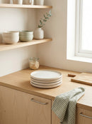 Curvy - Set De 4 Assiettes Plates - Grès - Perle