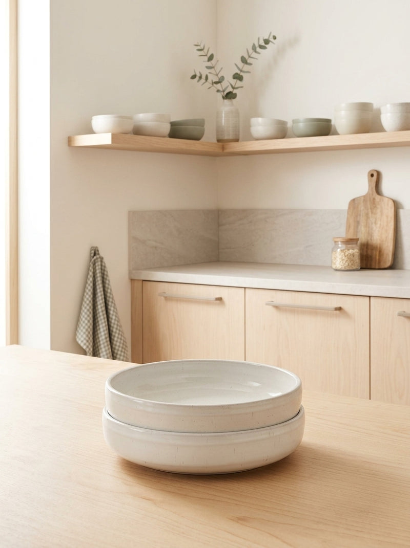 Curvy - Set De 2 Assiettes Creuses - Grès - Perle