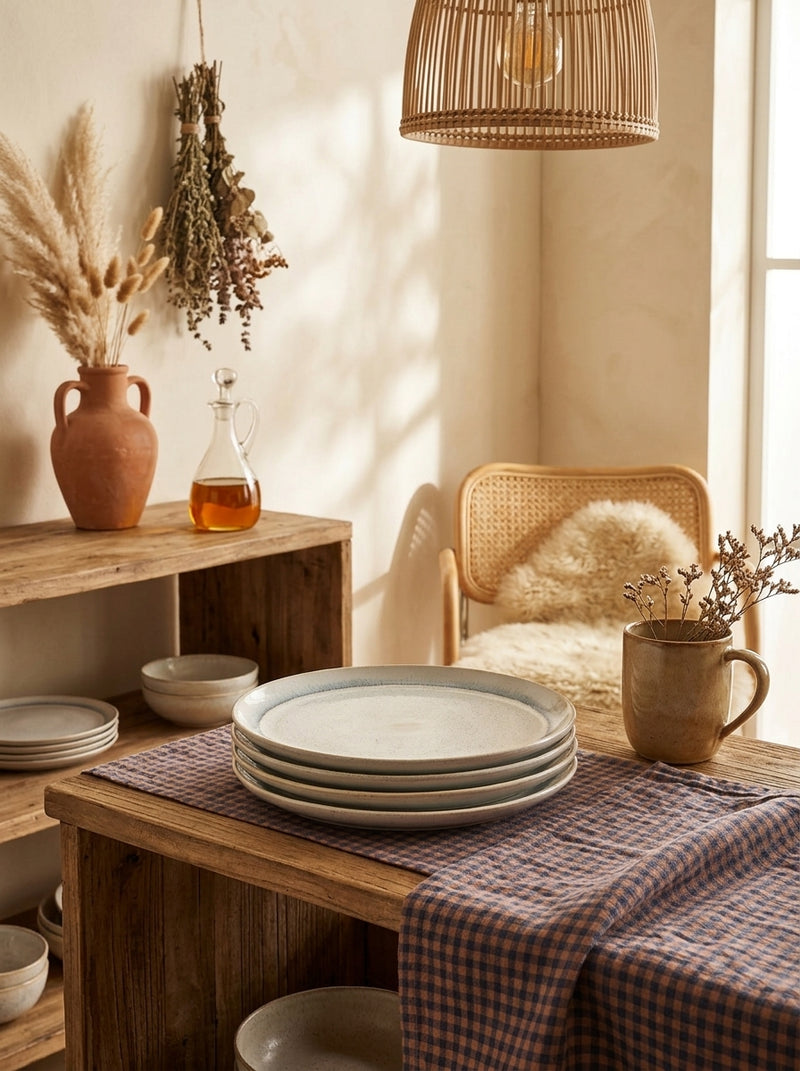 Stripes - Set De 4 Assiettes Plates - Grès - Beige