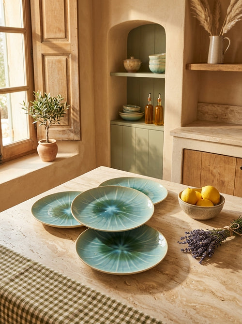 Eclipse - Set De 4 Assiettes Plates - Grès - Turquoise