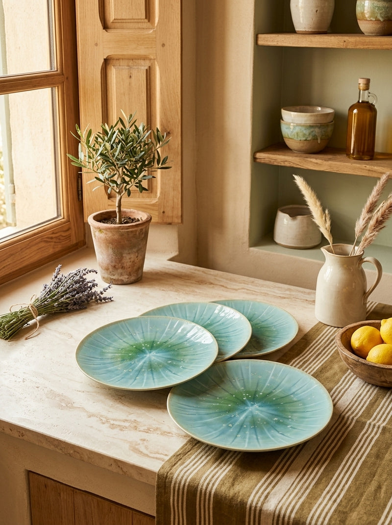Eclipse - Set De 4 Assiettes Plates - Grès - Turquoise