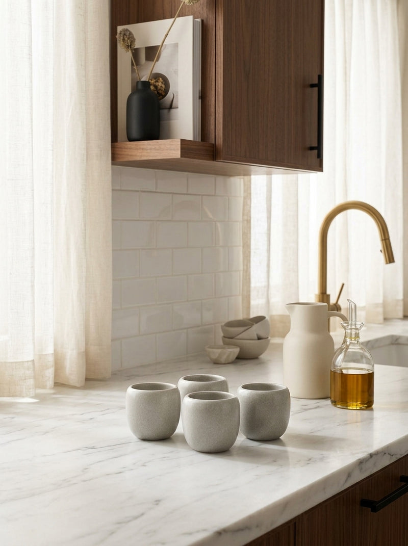 Mochi - Set De 4 Tasses À Moka - Grès - Beige