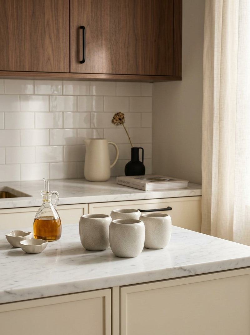 Mochi - Set De 4 Tasses - Grès - Beige