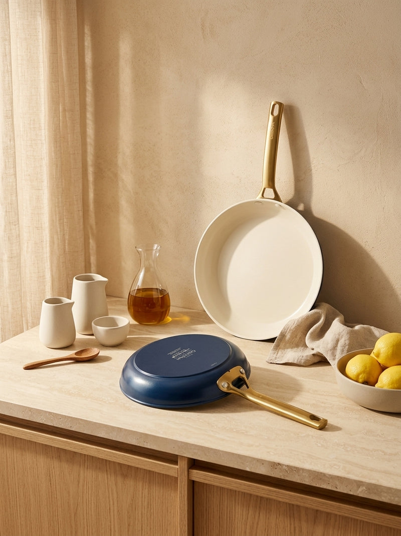 Greenpan Padova Lot De 2 Poêles 20+26Cm Bleu & Crème