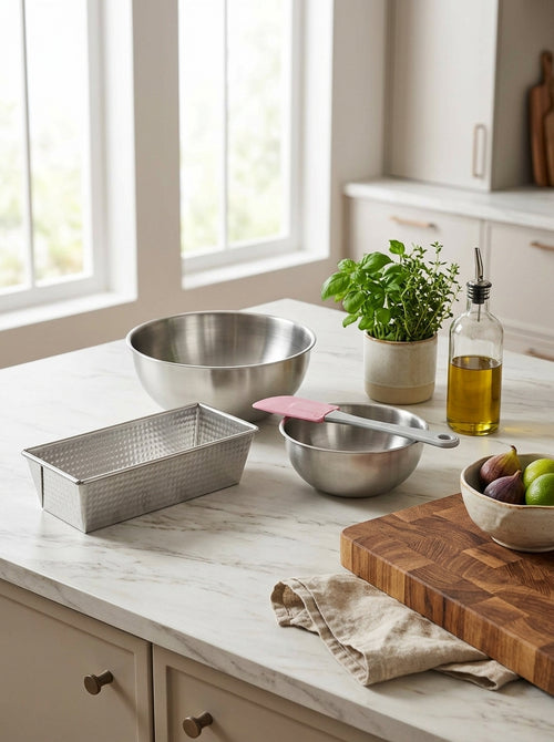 Zenker - Set Comprenant 1 Moule À Cake En Acier Étamé, 1 Spatule Zenker Et 2 Bols À Mixer En Inox Fackelmann - Gris